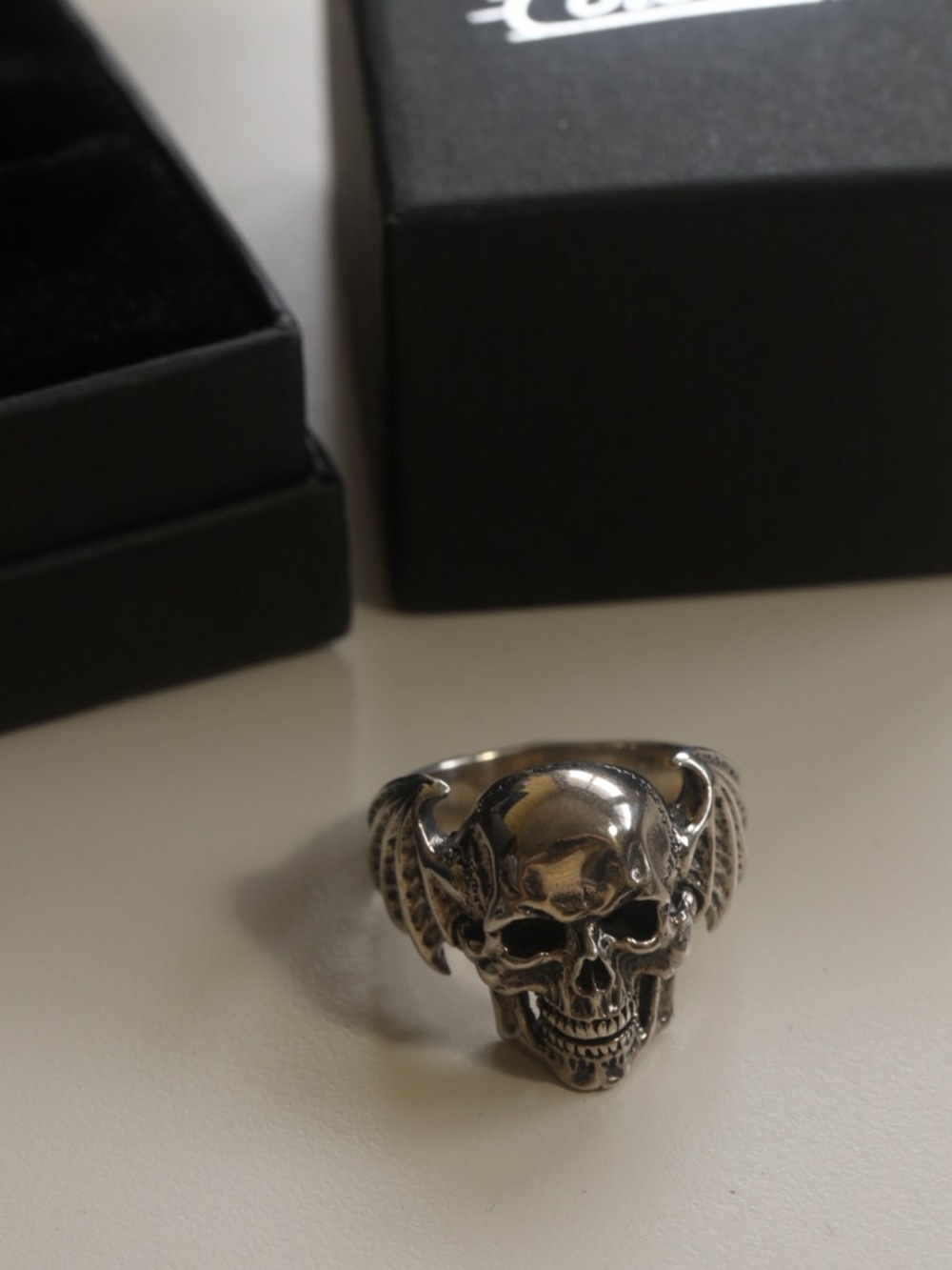 Clocks and Colours Avenged sevenfold Silver Skull Wing Ring - Gothic Accessory
